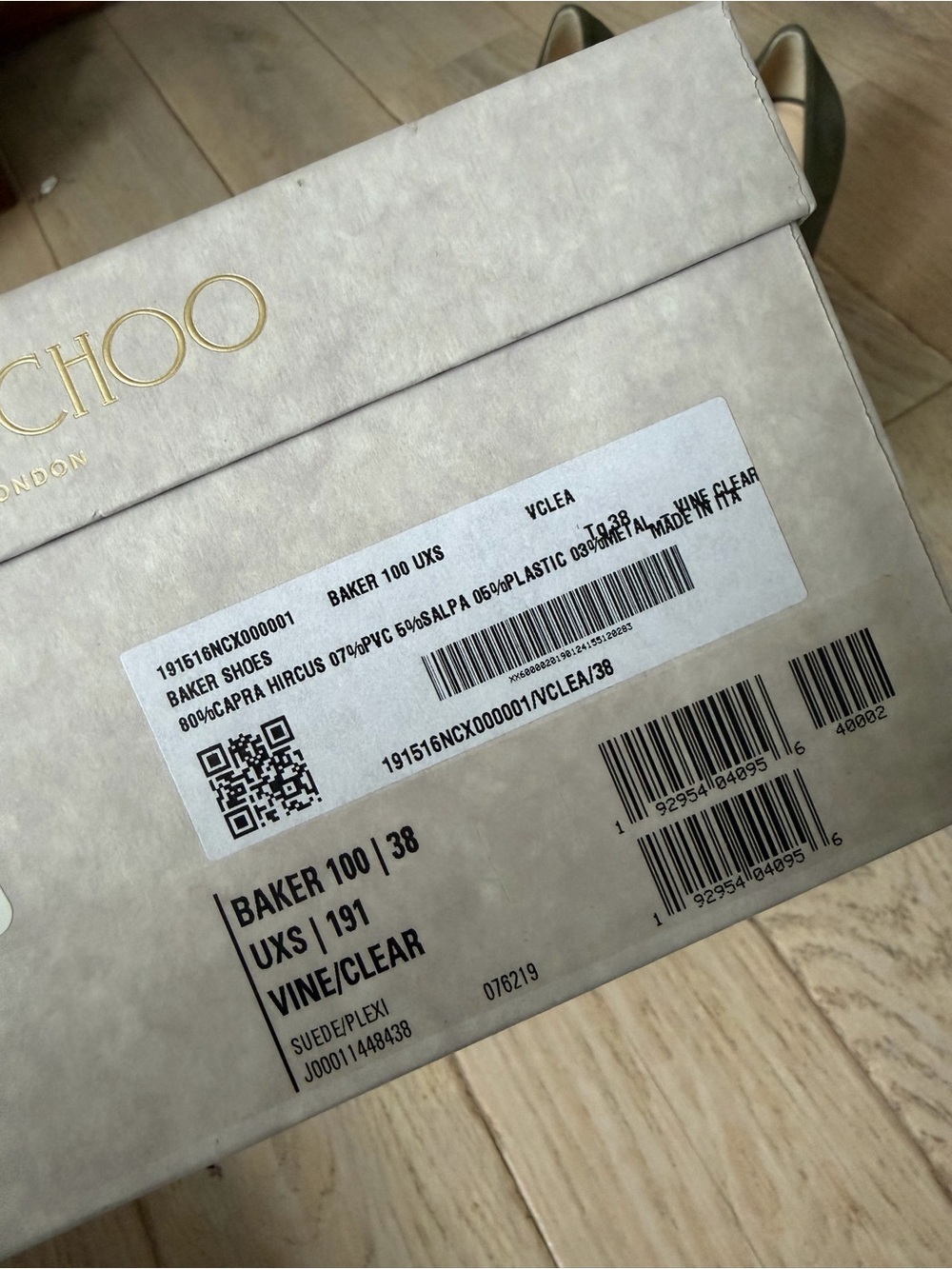 Jimmy Choo Baker 100 Vine Suede Pump w/ Clear Plexi Insert Sz 38 NIB - Picture 5 of 8